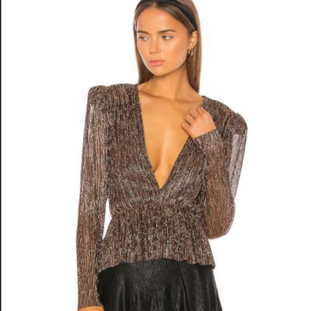 SABINA MUSAYEV Samantha Plissé Lurex Blouse size Small